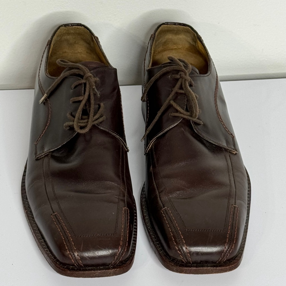 David Eden Brown Leather Lace up Square Toe Shoes Men’s Size 11 1/2